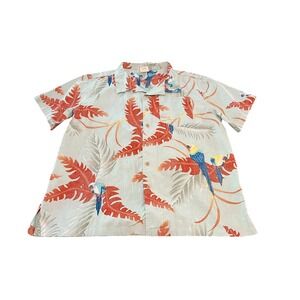Barefoot in Paradise Aloha Royals Mens XL Blue Parrot Tropical‎ Cotton Shirt